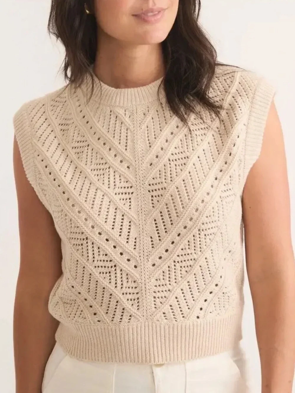 Marine Layer Brooke Sweater Vest in Cream